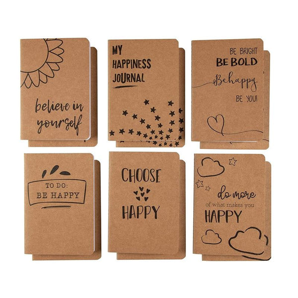 12 Pack Kraft Paper Notebook, Happy Journal (4 x 5.75 in.) – Paper Junkie
