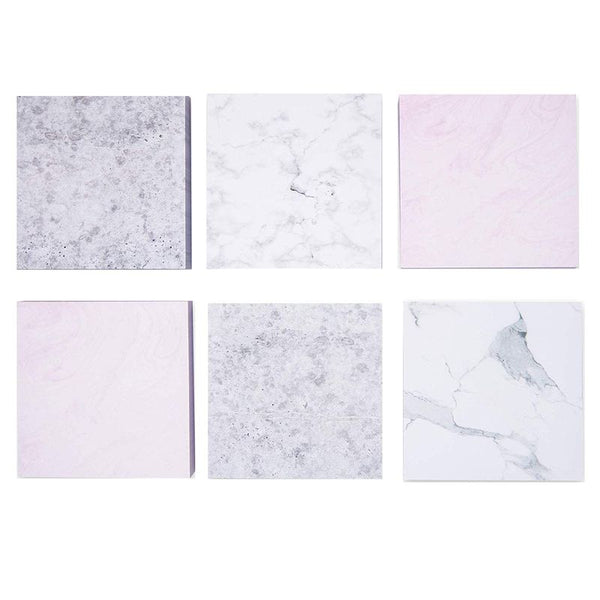 Paper Junkie 6-Pack Marble Adhesive Sticky Note Pads, 6 Designs, 100 S