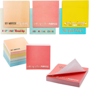 Inspirational Sticky Notes, Colorful Memo Notepads (3.2 x 3.2 in, 6 Pack)