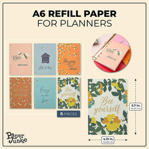 A6 Refill Paper in 6 Designs (4.13 x 5.76 in, 6 Pack)