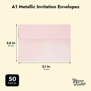 A1 Premium Invitation Envelopes, Metallic Pink, Mini Sized (3.6 × 5.1 In, 50 Pack)