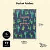 Succulent 2-Pocket Folders for School, Letter Size, 6 Cactus Designs (12 Pack)