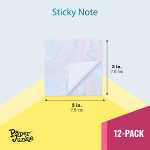 12 Pack Marble Sticky Notes, 3x3 inch Swirl Pastel Adhesive Pads for Office Home School