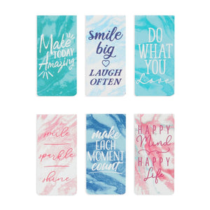 Magnetic Bookmarks with Marble Design and Inspirational Quotes (12 Pack)