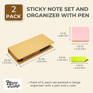 Sticky Note Set with Pen and Ruler (2 Pack)