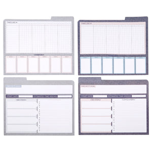 Project File Folders with Tabs and Notes Section, Letter Size, 6 Blue Grey Geometric Colors (12 Pack)