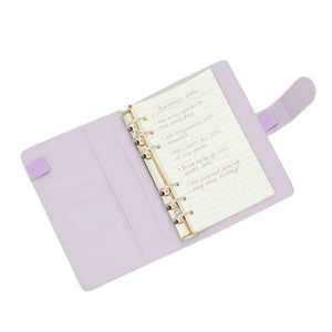 6 Ring A6 Mini Budget Saving Notebook Planner Binder with 30 Lined Sheets, Purple, 5.2 x 7.4 in.