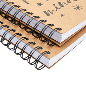 2 Pack A5 Spiral Kraft Notebook with Inspirational Quotes, 100 Sheets Each, Lined and Dots (5 x 8 In)