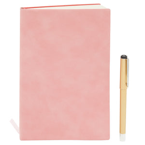 Pink Faux Leather Notebook with Pen, 200 Pages A5 Lined Journal for Women (5.7 x 8.3 in)