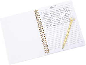 Spiral Wedding Planning Journal with Gold Diamond Pen for Bride (2 Piece Set)