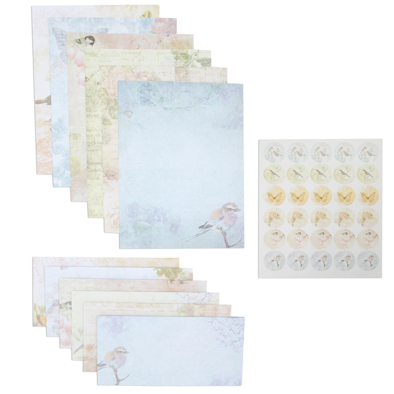 Vintage Floral Letter Writing Stationery Paper and Envelopes Set (60 Sheets)