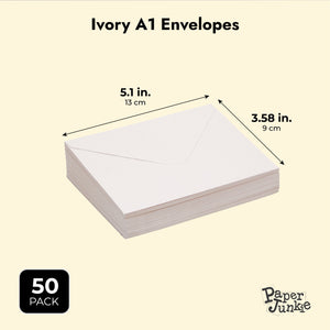 A1 Ivory Invitation Envelopes with Floral Liner for Weddings, Birthday (50 Pack)