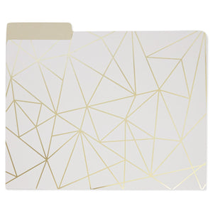 Decorative File Folders, 1/3 Cut Tab, Letter Size, Gold Foil Geometric (12 Pack)