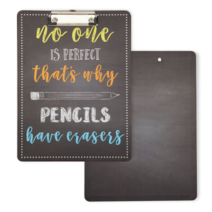 Decorative Inspirational Chalkboard Designs Clipboards Bulk Set for Classroom, Office, and Work Supplies (6 Pack, 9 x 12 Inches)
