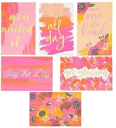 Pink All Occasion Greeting Cards with Motivational Sayings (4 x 6 In, 48 Pack)