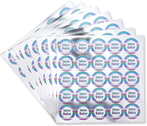 Paper Junkie Baby Shower Foil Stickers, New Baby (1 Inch, 200-Pack)