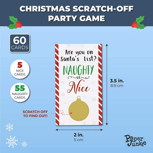 Holiday Scratch Off Game for Christmas Party (2 x 3.5 In, 60 Cards)