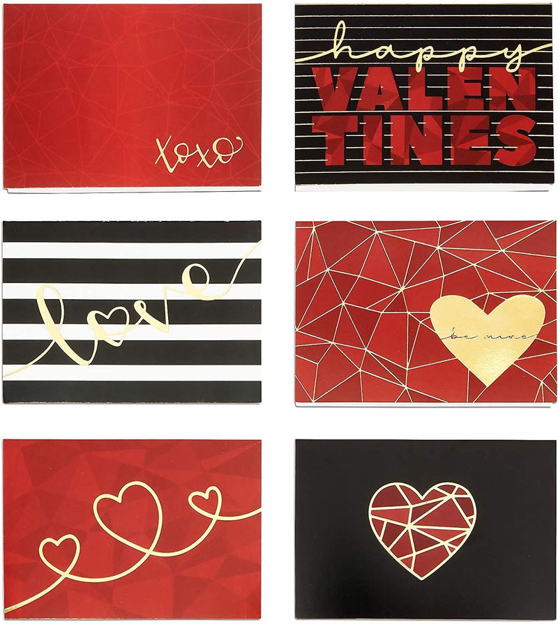 Mini Valentine's Cards with Envelopes and Stickers, 6 Designs (24 Pack)