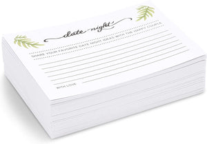 Date Night Idea Cards for Bridal Shower and Wedding (4 x 6 Inches, 100-Pack)