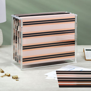 12 Pack Decorative Hanging File Folders, Letter Size, 1/5 Cut Tabs, Rose Gold Foil Stripes (9.5 x 11.5 In)