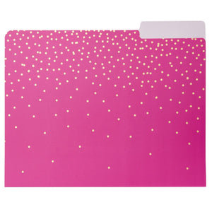 Pink Decorative File Folders, 1/3 Cut Tab, Letter Size, Gold Foil Dots (12 Pack)