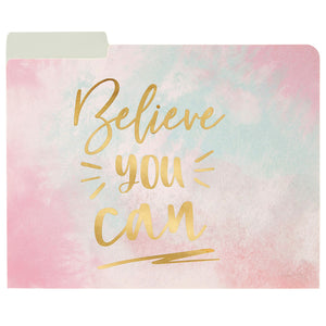 12 Pack Decorative File Folders, Letter Size for Women, Cute Pastel File Folders with Inspirational Quotes in Gold Foil Print, 1/3 Cut Tabs, (11.5 x 9.5 In)