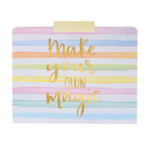12 Pack Decorative File Folders, Letter Size for Women, Cute Pastel File Folders with Inspirational Quotes in Gold Foil Print, 1/3 Cut Tabs, (11.5 x 9.5 In)