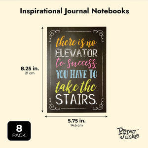 8 Pack Inspirational Journal, Lined Motivational Travel Notebooks (Black, 5.75 x 8.25 in)