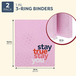 Paper Junkie 2 Pack 3-Ring Binders 1 inch Ring Pink Daily Planner - Gold Foil