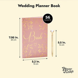 Wedding Planner Book and Pen Set, Notebook for the Bride (Pink and Gold Foil)