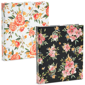 2 Pack Colorful Floral 3 Ring Binder with 1.5 Inch Rings, Decorative File Folder for Office Supplies, Planner, Portfolio, 250 Sheet Capacity (11.5 x 10.5 In)