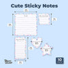 Pastel To Do Sticky Notes Set, 300 Sheets Per Memo Pad, 5 Sizes (10 Pieces)