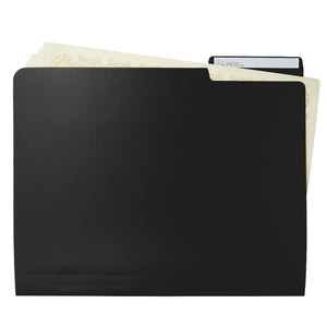 12 Pack Black File Folders - 3 Tab, 1/3 Cut File Folders Letter Size for Home, Office, School (Plastic, 9x11.5 In)