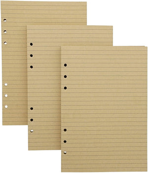 6 Ring Kraft Filler Paper (A5 Size, 3-Pack, 80 Sheets)