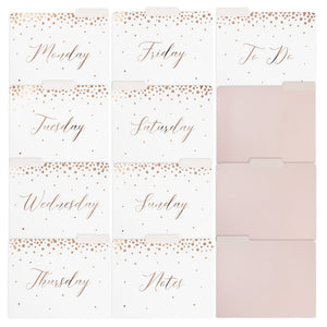 Decorative File Folders, Rose Gold Daily Organizer (9 x 11.5 In, 12 Pack)