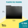 12 Pack Black File Folders - 3 Tab, 1/3 Cut File Folders Letter Size for Home, Office, School (Plastic, 9x11.5 In)