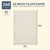 Paper Junkie Beige Reinforced College Ruled Filler Paper – 80 Sheets, Pack of 3