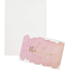 Watercolor Thank You Cards with Envelopes, Gold Foil, Stickers (4x6 In, 48 Pack)