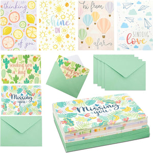 Blank Thinking of You Cards with Green Envelopes (5 x 7 Inches, 36 Pack)
