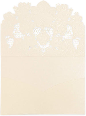 Laser Cut Ivory Lace Blank Invitations with Envelopes, 5 x 7.25 Inches (Set of 24)