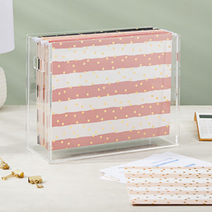 12 Pack Striped Decorative Hanging File Folders with 1/5 Tab for File Cabinet, Gold Foil Dots (3 Colors, 11.75 x 9 In)