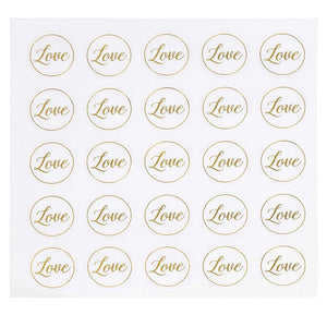 Clear Stickers - 200-Count Wedding Stickers, Gold Envelope Seal Stickers with Love, Adhesive Label for Bridal Shower Invitation, Wedding Invite, Birthday Card, 1 Inches Diameter