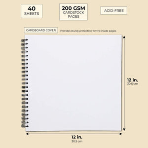 Hardcover Scrapbook Album (12 x 12 Inches, White, 40 Sheets)