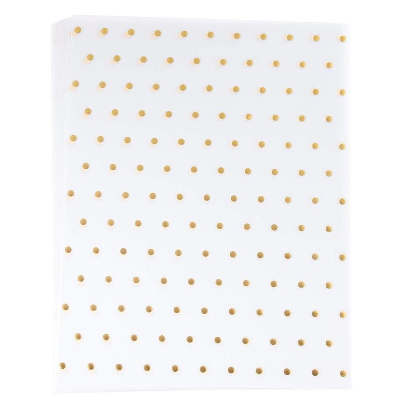 Vellum Paper - 24-Pack Gold Foil Polka Dot Pattern Translucent Stationery Invitation Paper, Single Sided, Printer Friendly, Great for Scrapbooking, Announcement, Crafting, 8.5 x 11 Inch Letter Size