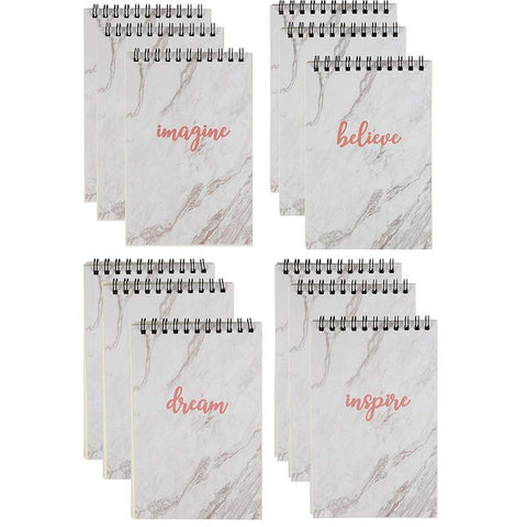 12 Pack Top Spiral Mini Notepads Memo Pads (Marble with Inspirational  Quotes, 4x6)