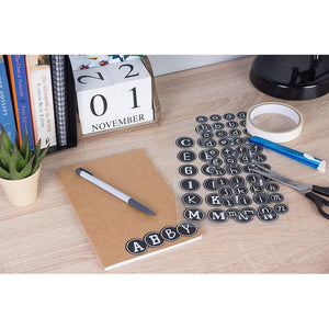 Chalkboard Theme Letter Sticker - 144-Pack Round Alphabet Labels, Includes Uppercase and Lowercase English Letters and Symbols, for Craft Projects, Scrapbooking, DIY Cards, 1.1 and 0.8 Inches Diameter