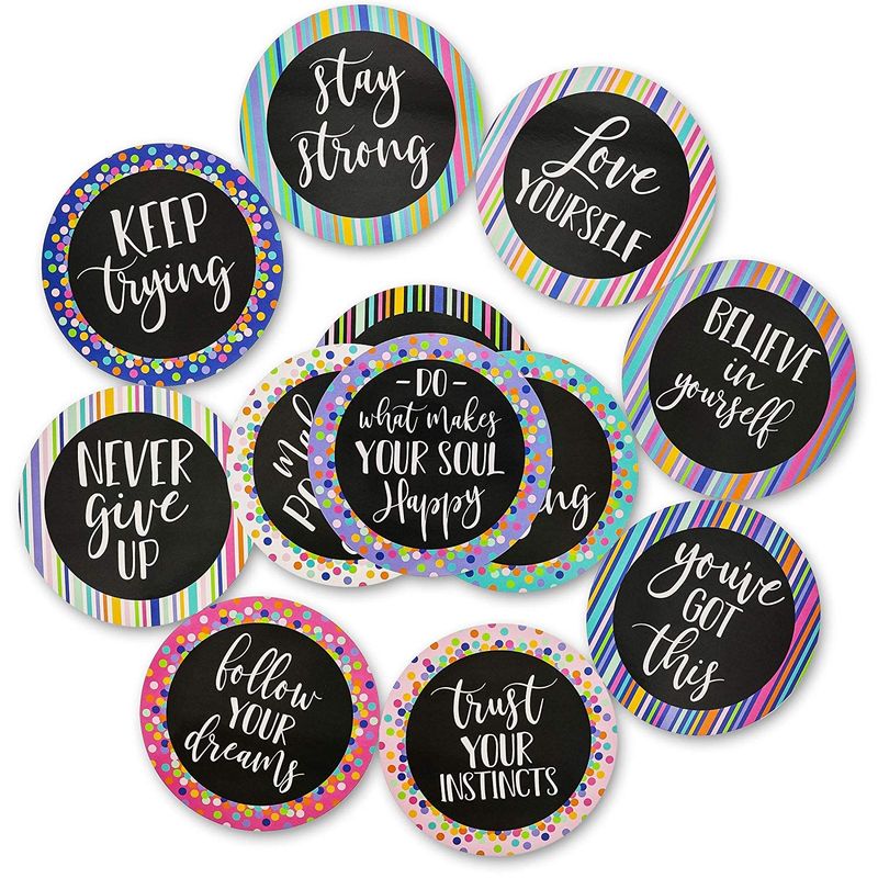 Motivational Bulletin Board Borders Cutouts with Positive Sayings for Classroom (12 Designs, 48 Pack)