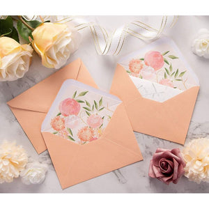 A1 Invitation Envelopes, Peach with Floral Lining (3.6 x 5.1 In, 50 Pack)