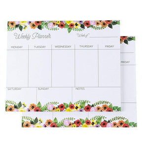 2 Pack Weekly Planner Pads, Desk Notepad in 52 Undated Tear Off Sheets for To Do Lists, Meal Planning, Appointments (Floral, 8x10)