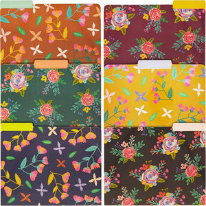 12 Pack Decorative File Folders, Vintage Colorful Floral, Letter Size, 9.5 x 11.5
